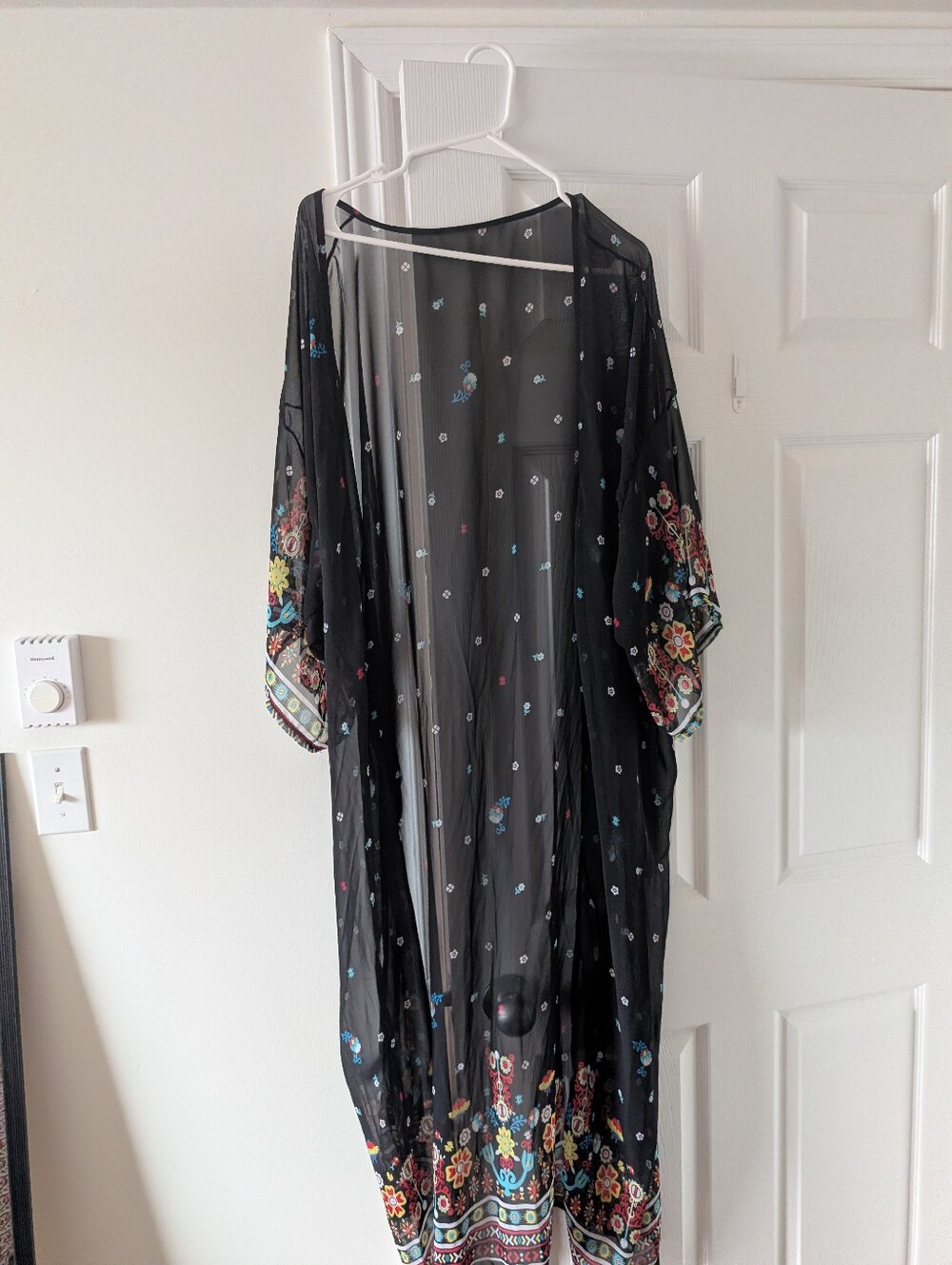Black Sheer Floral Beach Cover Up